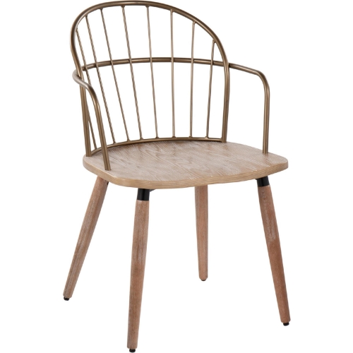 Riley Dining Chair in White Washed Wood & Antique Copper Metal